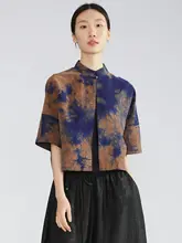 リバーシブルの真 silk カーディガン【裂け目染め・春用・国風茶服】