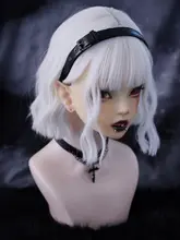 オリジナル手作りレザーサイドクリップ付きヘアアクセサリー【ダーク・サブカルチャー・シャーククリップ】