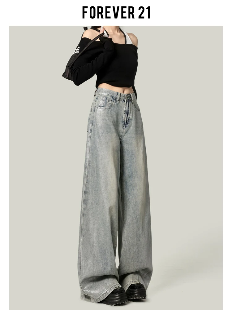 Forever 21 ニッチ ホット シルバー レトロ ブルー ジーンズ：2026年春季リリースの女性向けリラックススタイルパンツ