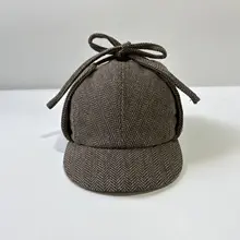 ファッションデザインのレオパード柄耳当て付きフライトキャップ【アウトドア用・調整可能】