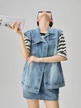 セットアップ レディース デニム ベスト スカート ブルー 夏