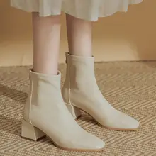 加绒ショートブーツ【黒・女性用・中ヒール・通勤向け】