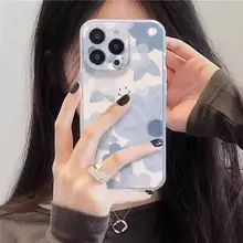 グラデーションブルーフラワー携帯電話ケース【ソフトシリコン・全身保護・適用機種】