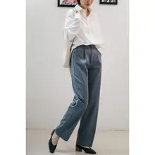クラシックなストレートパンツ【ハイウエスト・グレー・カジュアル】（セットアップ対応）
