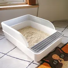オープンタイプ 猫用トイレ【灰白・フィルター付き・大型】