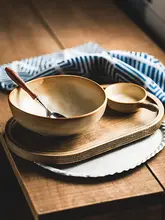 一人用陶器製朝食ボウル＆プレートセット【ヨーグルトボウル・高級感あるデザイン】