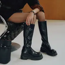 厚底ロングブーツ【ファッション・ライダーブーツ・優雅なシルエット】