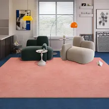 オレンジ色バウハウスデザインラグ【洗える・シンプルなインテリア・リビング・寝室用】