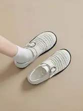 夏用 編み込みデザインの通気性のあるレディースサンダル【つま先付き・一体型・快適な履き心地】（セットアップ対応）