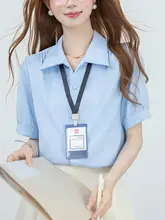Vネック 白色短袖シャツ【夏用・ビジネス対応・女性用】