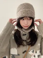 冬の日にぴったりなリボン付き犬柄セーターカーディガン【女性用・ゆったりニット】