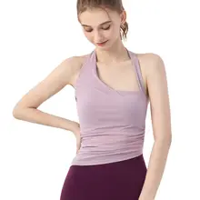 ドット柄のハイネックキャミソール【バックデザイン・ヨガ用・女性用・中強度】