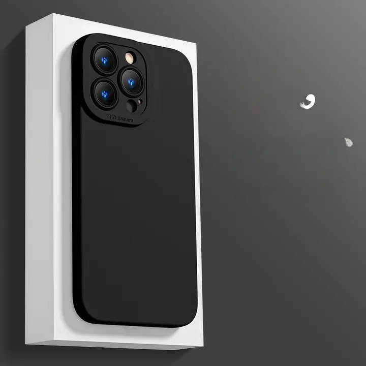 iPhone 15用 ケース【フルカバー・シリコン製・衝撃吸収・天使の目デザイン・ブラック】