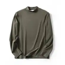 極上の柔らかさの半高領カジュアル長袖Tシャツ【紳士的デザイン・無地】