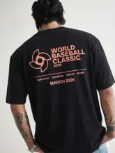 ストリートスタイルの綿製クルーネックTシャツ【ワールドベースボールクラシック・ゆったりデザイン】