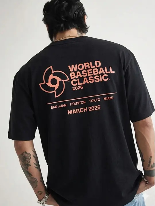 ストリートスタイルの綿製クルーネックTシャツ【ワールドベースボールクラシック・ゆったりデザイン】