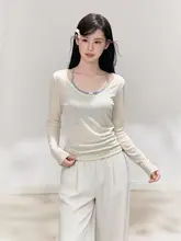 UVカットトップス レディース 長袖 白 薄手 Uネック ホルターネック スリム おしゃれ 夏 「IFSAWX」