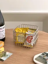 正方形ステンレス製シルバー収納バスケット【デスクトップ用・小物整理・化粧品収納】