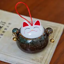 白い招き猫 陶器製飾り物【可愛いミニサイズ・鈴付き・ギフト用】