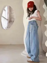 女の子用 ジーンズ【秋用・ルーズフィット・春秋対応・ストレートパンツ】