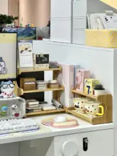 デスク用収納ラック【木製・多層式・書籍や小物の整理に最適】（セットアップ対応）