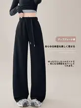 グレーの運動用ワイドパンツ【秋冬用・フリース素材・ストレートデザイン】