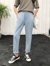 ウエストゴムのストレートデニムパンツ【大きいサイズ・ハイウエスト・ブラック】