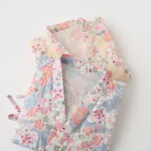 夏用コットンガーゼ製女性用和服スタイルルームウェア【薄手・春秋対応・バスローブ】