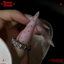 極上の柔らかさのビジューデザイン マニキュア【ドット柄・ハンドメイド】
