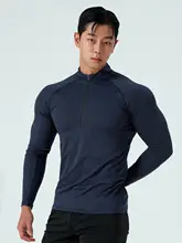 ハイネックタイト長袖Tシャツ【半ファスナー・速乾・ストレッチ・フィットネス用】