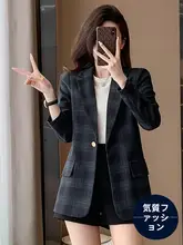 チェック柄の女性用ジャケット【秋春用・イギリス風・カジュアル】