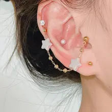 個性的なデザイン！チタン製ピアス【パール・ハート・星・チェーン】
