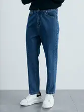 秋冬用水洗い可能なコットンデニムパンツ【深藍・復古スタイル・ビジネスカジュアル】