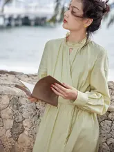 感のあるデザインのワンピース【麻素材・ウエストシェイプ・春夏用】