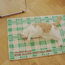 グリーンチェックのヴィンテージデザインラグ【リビング・寝室用・毛足の柔らかさ】