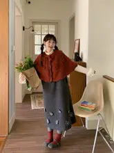 手編みフラワーニットケープトップス【秋冬用・女性用】
