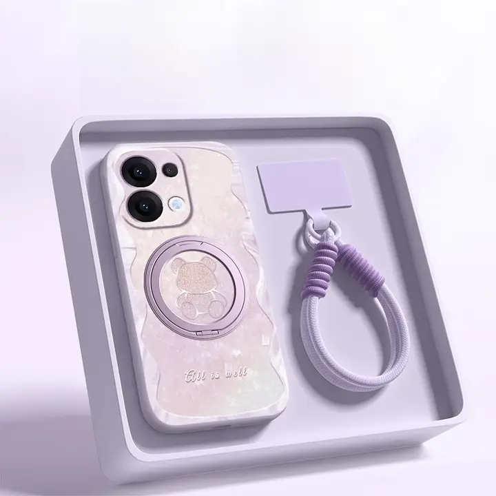 360度回転可能なスマートフォンケース【OPPO Reno 13用・液体シリコン・フルカバー・防衝撃・可愛らしいデザイン】（セットアップ対応）