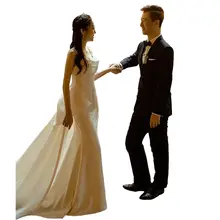 エレガントな魚尾デザインのウェディングドレス【軽量・背中開き・花嫁用】