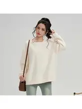 ラウンドネックスウェットシャツ【女性用・フードなし・ゆったり・長袖・秋用・薄手】