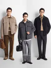 全羊毛のリバーシブルコート【脱着可能な白鹅绒内蔵・冬用・メンズ】