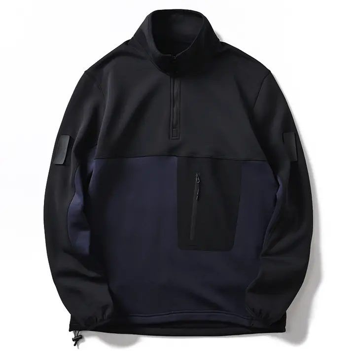 アウトドア用スウェットシャツ【スポーツデザイン・パネル配色・ハーフスタンドカラー】