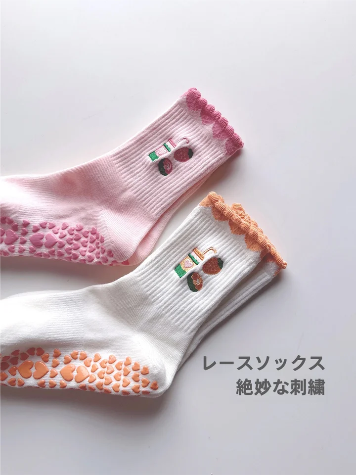 春夏用ヨガソックス【滑り止め・純綿・中筒・フィットネス・プラティス対応】