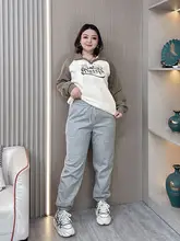 高腰束脚黒色パンツ【カジュアル・快適・大きいサイズ・春用】（セットアップ対応）