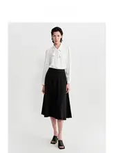 白色のリボン付きブラウス【秋用・通勤・ビジネスシーン対応】（セットアップ対応）