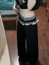 大きいサイズ用 レース付きスーツパンツ【秋用・ストレート・フィット・フレアパンツ】（セットアップ対応）