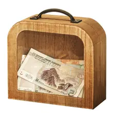 ユニークな貯金箱【木製・アンティーク風・透明デザイン】