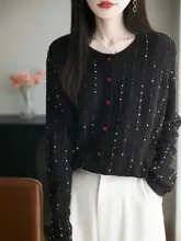 秋の新作！ノーカラー ニットカーディガン【長袖・軽やかな印象・大人カジュアル】