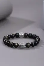 ブラックオニキスブレスレット【九百九十九純銀製・錦鯉デザイン・男性用】