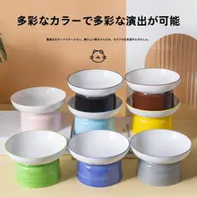 猫用陶器製フードボウル【高脚・傾斜口設計・耐倒壊・大口径】