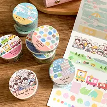 装飾用チェックパターン布の washiテープ【離型紙なし・花模様・手帳用】